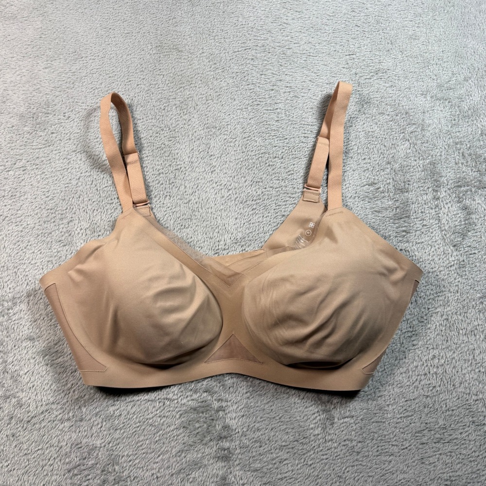 Honeylove Crossover Bra Women 36B/C Nude Wireless Seamless Mesh